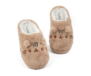 Pusheen Womens Beige Pusheen OR Nah Embroidered Graphic Mule Slippers - 3-4 UK