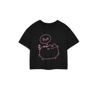 Pusheen Womens Black Bye Cropped Short Sleeved T-Shirt - Large