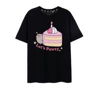 Pusheen Womens Black Let's Pawty Short Sleeved T-Shirt - Large