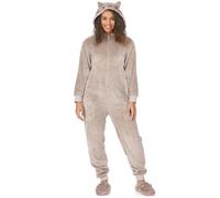Pusheen the Cat Pusheen Womens Onesie | Ladies Novelty All In One Pyjama Set | Brown Cosy Loungewear | Cartoon with 3D Ears Tail | Nightwear Costume Merchandise Gift for Adults