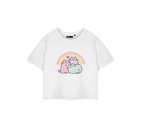 Pusheen White Rainbow Cropped Short Sleeved T-Shirt Womens
