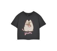 Vanilla Underground Pusheen Womens Grey Yum Noodles Cropped Short Sleeved T-Shirt (X-Large)