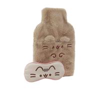 Pusheen Women's Hot Water Bottle And Eye Mask Set (Pack Of 2) - Brown/Grey/Pink - One Size - Brown/Grey/Pink
