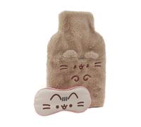 Pusheen Womens/ladies Hot Water Bottle And Eye Mask Set (Pack Of 2) Brown/grey/pink (One Size)