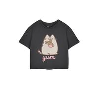 Vanilla Underground Pusheen Womens Grey Yum Noodles Cropped Short Sleeved T-Shirt (Small)