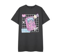 Pusheen Charcoal Womens T-Shirt Dress | Short Sleeve Gameboy Graphic Outfit | Cute Cat Print Casual Charcoal Dress for Women Merchandise | Comfy Daywear Apparel