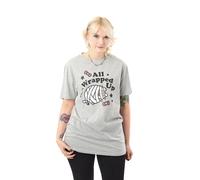 Pusheen Womens Short-Sleeved T-Shirt | All Wrapped Up Grey Halloween Graphic Tee for Adults The Cat Seasonal Grey Short Sleeve Top | Spooky and Cute Merchandise Gift for Women