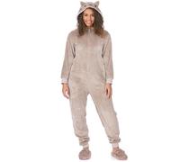 Pusheen the Cat Pusheen Womens Onesie | Ladies Novelty All In One Pyjama Set | Brown Cosy Loungewear | Cartoon with 3D Ears Tail | Nightwear Costume Merchandise Gift for Adults