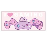 Pusheen "I Love Gaming" XXL Kawaii Aesthetic Mouse Pad | Official Desk Mat 80 × 36 cm | Pink Gaming Mat with Non-Slip Base - Cute Pusheen Design for Fans & Gamers