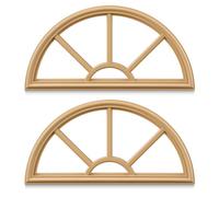 Pushglossy 2 Pcs 22" x 10" Entry Door Insert Round Half Top Exterior Door Frame Window Inserts Replacement Kit for Home Improvement (Tan)