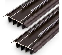Pushglossy 2 Pcs Kerf Style Door Bottom 36" Long 1 3/4" Wide Replacement Threshold Seal with Vinyl Fins Weatherstrip Draft Stopper for Interior Exterior Doors (Brown)