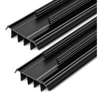 Pushglossy 2 Pcs Kerf Style Door Bottom 36" Long 1 3/4" Wide Replacement Threshold Seal with Vinyl Fins Weatherstrip Draft Stopper for Interior Exterior Doors(Black)
