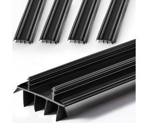 Pushglossy 4 Pcs Replacement Door Bottom with Vinyl Fins 36" Long 1 3/4" Wide Threshold Seal Bottom of Door Weatherstrip Kerf Weather Stripping for 7/8" Between Barbs (Black)