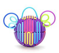 PushGoGo Silicone Sensory Activity Ball,Spherical Six-Sided Sensory Activity Board,Fidget Toy for Calming, Stress, Anxiety, ADHD & Autism,Kids 3+ & Adults,with 20 Strings (Purple)