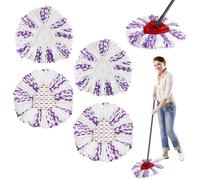 PUSHI Store 4 Pieces for Vileda Turbo 3 in 1 Mop Refill Kit, for Vileda Turbo Mop Microfibre Refill, Suitable for All Rotary Spin Systems for Vileda, for All Floors