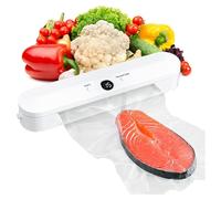 PUSHI Store Vacuum Sealer, Vacuum Food Sealer Machine, Built-in Cutter Food Vacuum Sealer Machine One-Touch Vacuum/Sealing for Dry & Moist Food and Keep Meat Vegs Snacks Fruits Fresh with 10Pcs Bags
