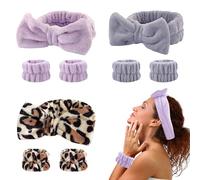 Pushiibee Diadema Cosmética, Set de 9 Piezas con Diadema Spa y Muñequeras de Lavado para Mujer, 3 Colores Bandas para Muñeca y Diadema Desmaquillante para Lavar el Rostro