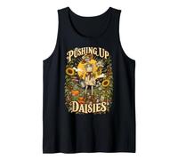 Pushing Up Daisies Skeleton Gardener Vintage Floral Humor Tank Top