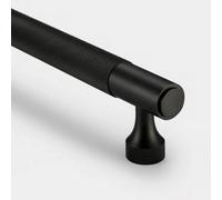 Pushka Home Brass Knurled Bar Handle With Hole Centre 128mm - Black