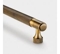 Pushka Home Brass Knurled Bar Handle With Hole Centre 224mm - Antique Gold