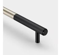 Pushka Home Brass Linear Cabinet Handles in Silver (Black Tip, 320mm (Hole to Hole))