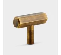 Pushka Home Contemporary Hardware Solid Brass Hexagonal Cupboard Drawer Cabinet Door Knobs T Bar Handles and Pulls (Brass Antique Gold Hexagonal T-Bar)