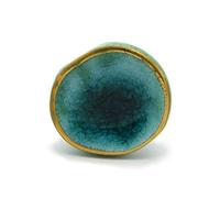 Pushka Home LTD Ceramic Crackled Concave Gold Crater Cupboard Door Knobs (Turquoise & Gold)