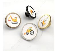 Pushka Home LTD Construction Vehicle Cabinet Knobs | Kids Drawer Pulls | Digger, Tractor, Dump Truck & Crane Handles | Nursery Furniture Hardware (Crane, Silver)