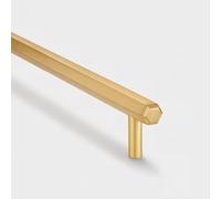 Pushka Home LTD Contemporary Modern Solid Brushed Brass Bar Handles - Slim Hexagonal Gold (128mm Hole Centre)