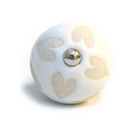 Pushka Home LTD Cream & Beige Patterned Ceramic Drawer Door Cupboard knobs Door Handles (Heart P4)