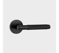 Pushka Home LTD Modern Contemporary Premium Solid Brass Gold, Silver and Matte Black Knurled Criss-Cross Patterned Internal Door Lever Handles (Black)