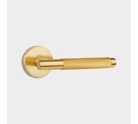 Pushka Home LTD Modern Contemporary Premium Solid Brass Gold, Silver and Matte Black Knurled Criss-Cross Patterned Internal Door Lever Handles (Gold)