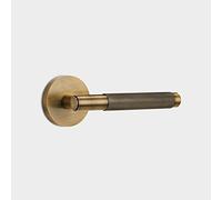 Pushka Home LTD Modern Contemporary Premium Solid Brass Gold, Silver, Antique Gold and Matte Black Knurled Criss-Cross Patterned Internal Door Lever Handles (Antique Gold)