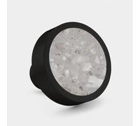 Pushka Home LTD Solid Brushed Brass Black Cupboard Door Drawer Knobs with Black, Grey or White Terrazzo Insert (Grey)