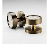 Pushka Home Modern Contemporary Antique Gold Internal Door Mortice Knobs with Terrazzo Inserts (Pair of Handles for one Door) (Plain Ring, White Terrazzo)