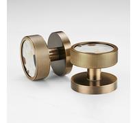 Pushka Home Modern Contemporary Antique Gold Internal Door Mortice Knobs with Terrazzo Inserts (Pair of Handles for one Door) (Linear Ring, White Flek Terrazzo)