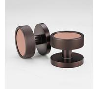 Pushka Home Modern Contemporary Bronze Internal Door Mortice Knobs with Leather Inserts (Pair of Handles for one Door) (Linear Ring, Pink Leather)