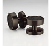 Pushka Home Modern Contemporary Bronze Internal Door Mortice Knobs with Terrazzo Inserts (Pair of Handles for one Door) (Plain Ring, Black Terrazzo)