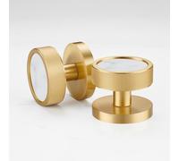 Pushka Home Modern Contemporary Gold Internal Door Mortice Knobs with Terrazzo Inserts (Pair of Handles for one Door) (Linear Ring, White Terrazzo)