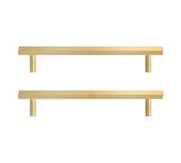 Pushka Home Set Of 2 Solid Brass Slim Hexagonal Cabinet Bar Handle 224M - Gold