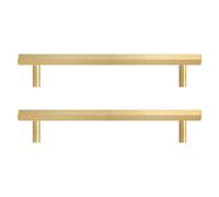Pushka Home Set Of 2 Solid Brass Slim Hexagonal Cabinet Bar Handle 384M - Gold