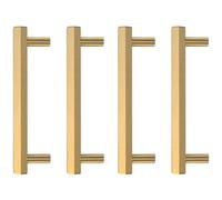 Pushka Home Set Of 4 Solid Brass Hexagon Bar Handle 320mm - Brushed Gold Finish