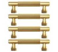 Pushka Home Set Of 4 Solid Brass Knurled Bar Handle 320mm - Gold