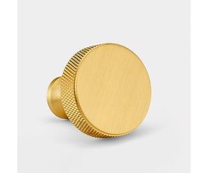 Pushka Home Solid Brass Door Cupboard Knobs Round Knurled Edge Gold Silver Black Antique (Gold)
