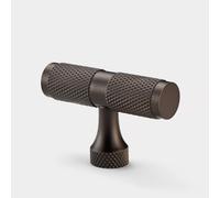 Pushka Home Solid Brass Gold, Silver & Gunmetal Grey Knurled T Bar Cupboard Pull Handles for Cabinets, Doors, Drawers (Bronze)