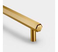 Pushka Home Solid Brass Hexagon Bar Handle 128mm - Brushed Gold Finish