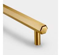 Pushka Home Solid Brass Hexagon Bar Handle 224mm - Brushed Gold Finish