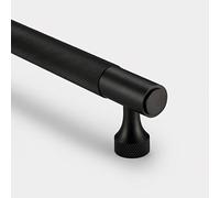 Pushka Home Solid Brass Knurled Bar Handles Modern Black Finish for Door, Cabinet, Wardrobe, Drawers (PH101-128mm, Black)