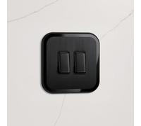 Pushka Home Two Way Rocker Switch (150W) Black/Black Gloss Insert in 1G 2G 3G 4G Trailing Edge (2 Gang)