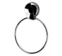 PushLoc Chrome Towel Ring - Wall-Mounted Suction, Tool-Free Installation, Bathroom Hand Towel Holder